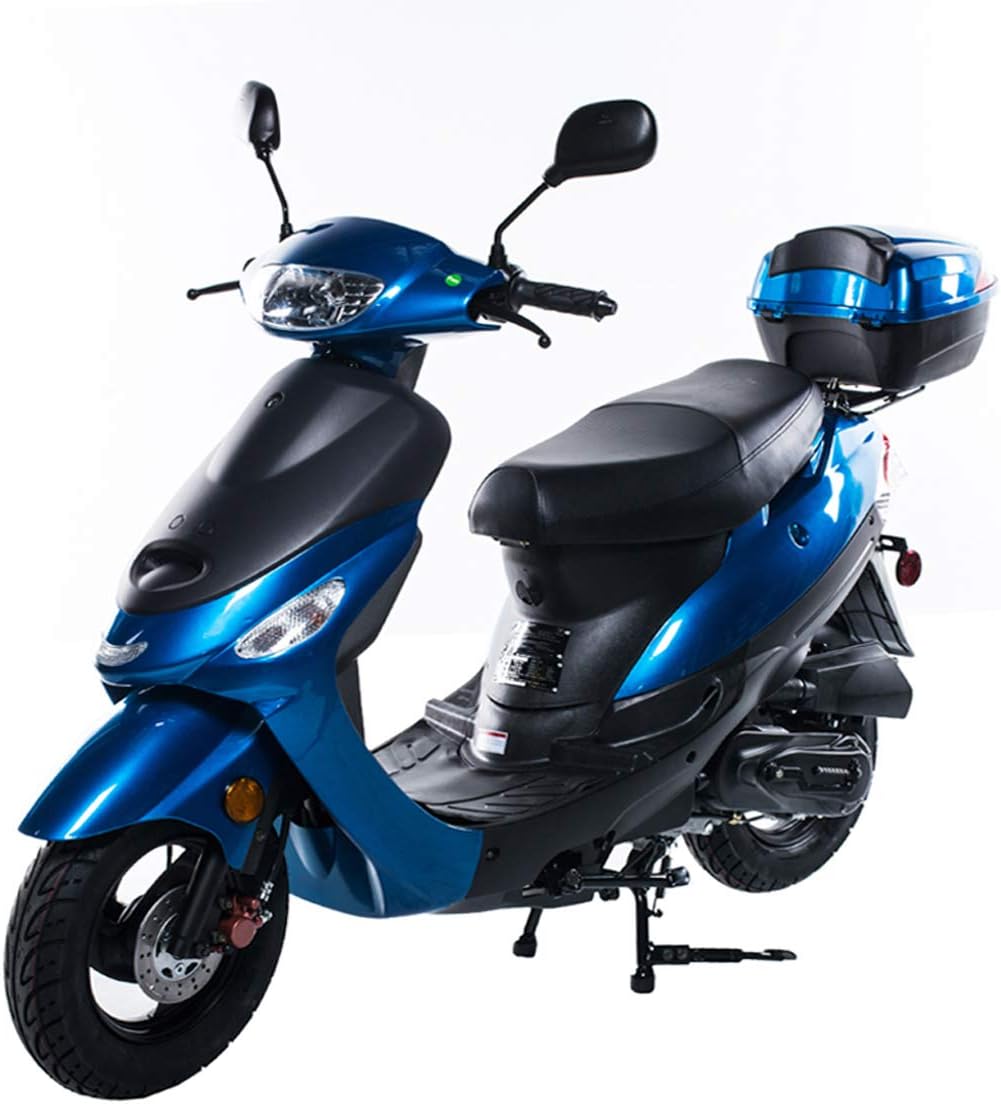 X-PRO 50cc Moped Scooter Gas Moped 50cc Scooter Street Bike (Burgundy)