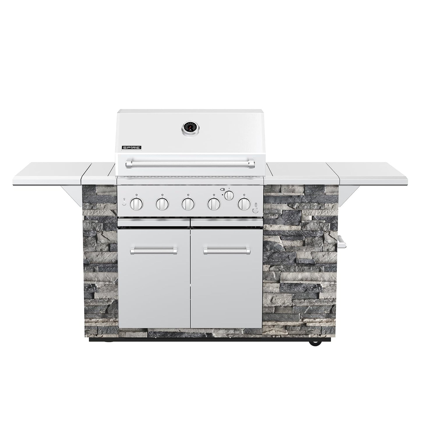 Spire Premium 5 Burner Built In Gas Grill Island Head, Stainless Steel 30 Inch Propane Grill with Rear Burner, 63,000 BTUs, 750 SQ In Racks, Dual Fuel Compatibility - 740-0788P