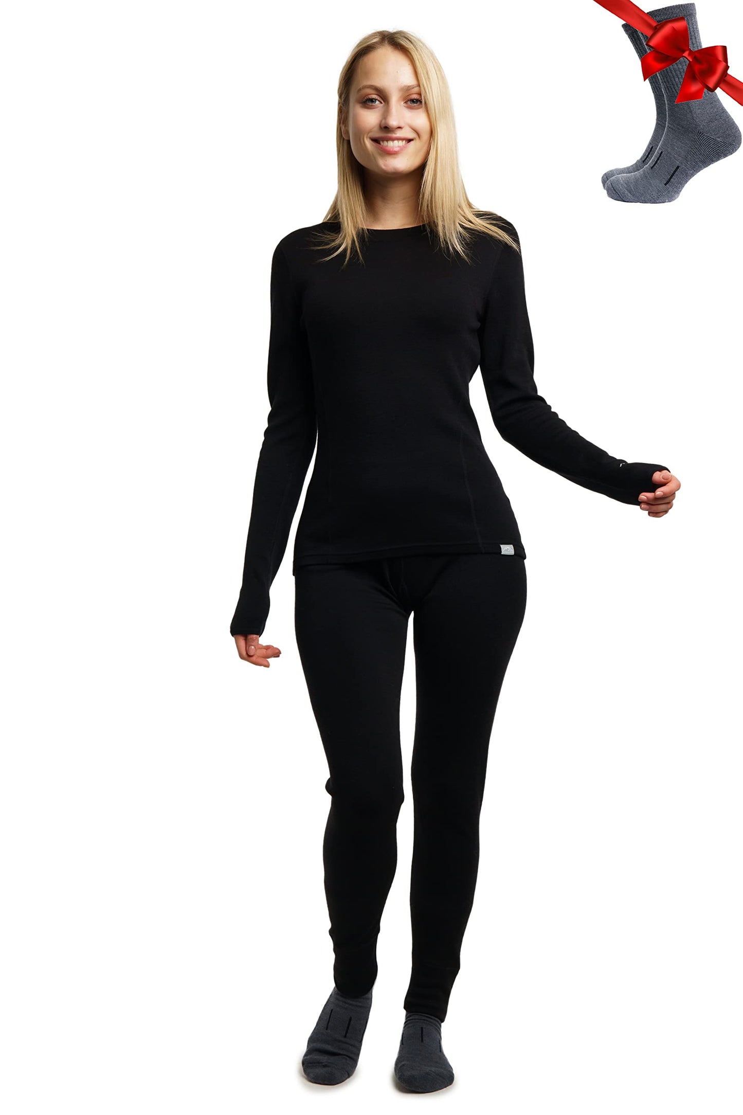 Merino.tech Merino Wool Base Layer Women Set - Heavyweight, Lite, Midweight Merino Thermal Underwear For Women Top, Bottom