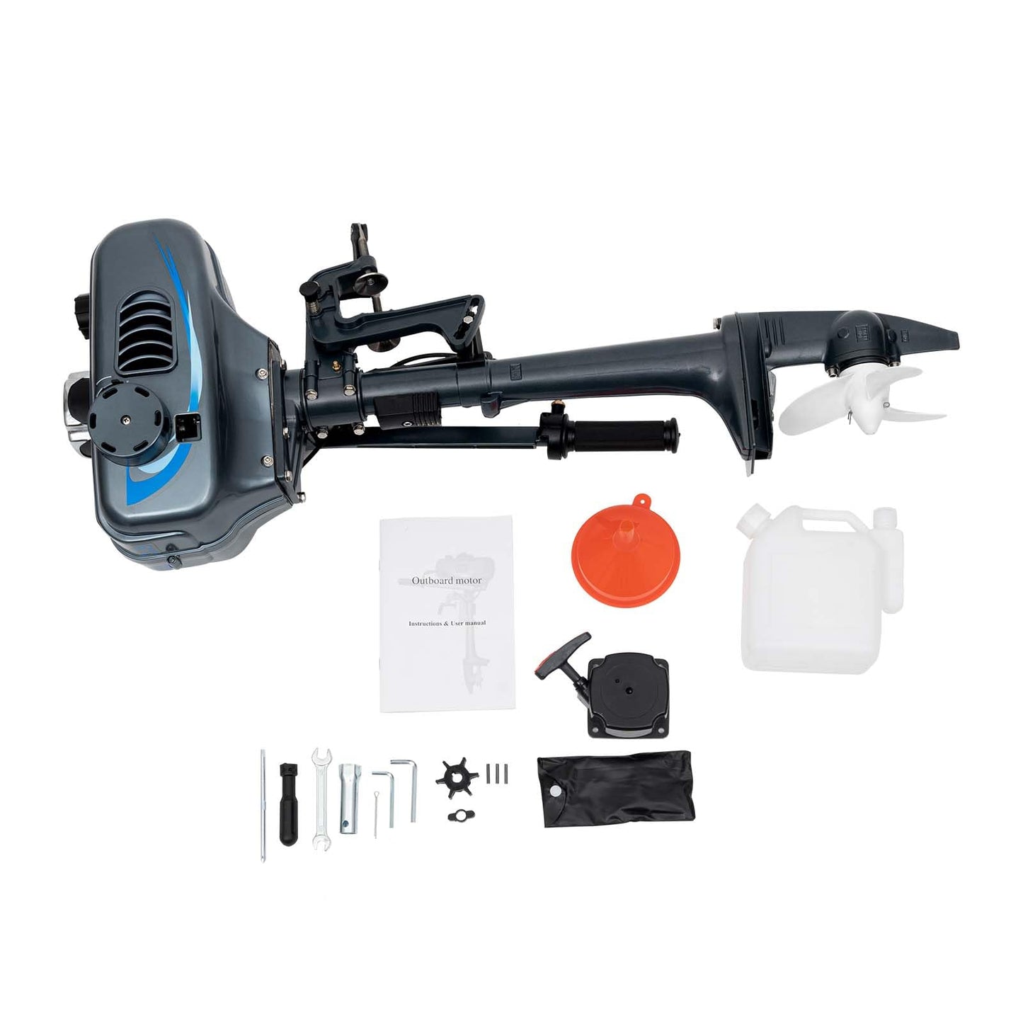 VPABES 2 Stroke 3.5HP Outboard Motor Boat Engine with Water Cooling System and CDI Ignition, Small Fishing Boat Motors Heavy Duty Universal Outboard Boat Engine for Rubber Boat, Inflatable Boats