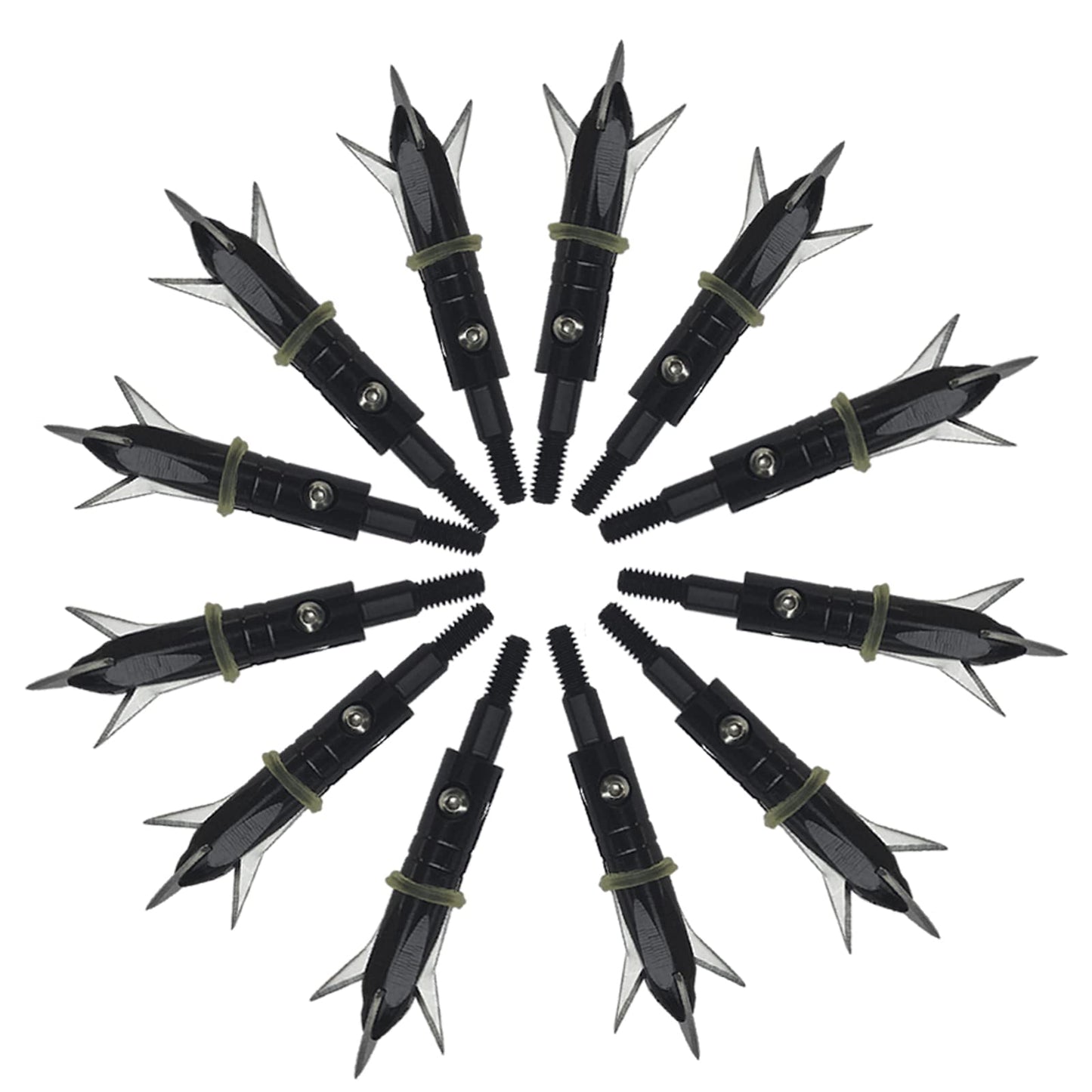 12pcs Hunting Broadheads 100 Grain Archery Broadheads New Stell Broadheads + 1 pcs Black Broadhead Case for Arrowheads