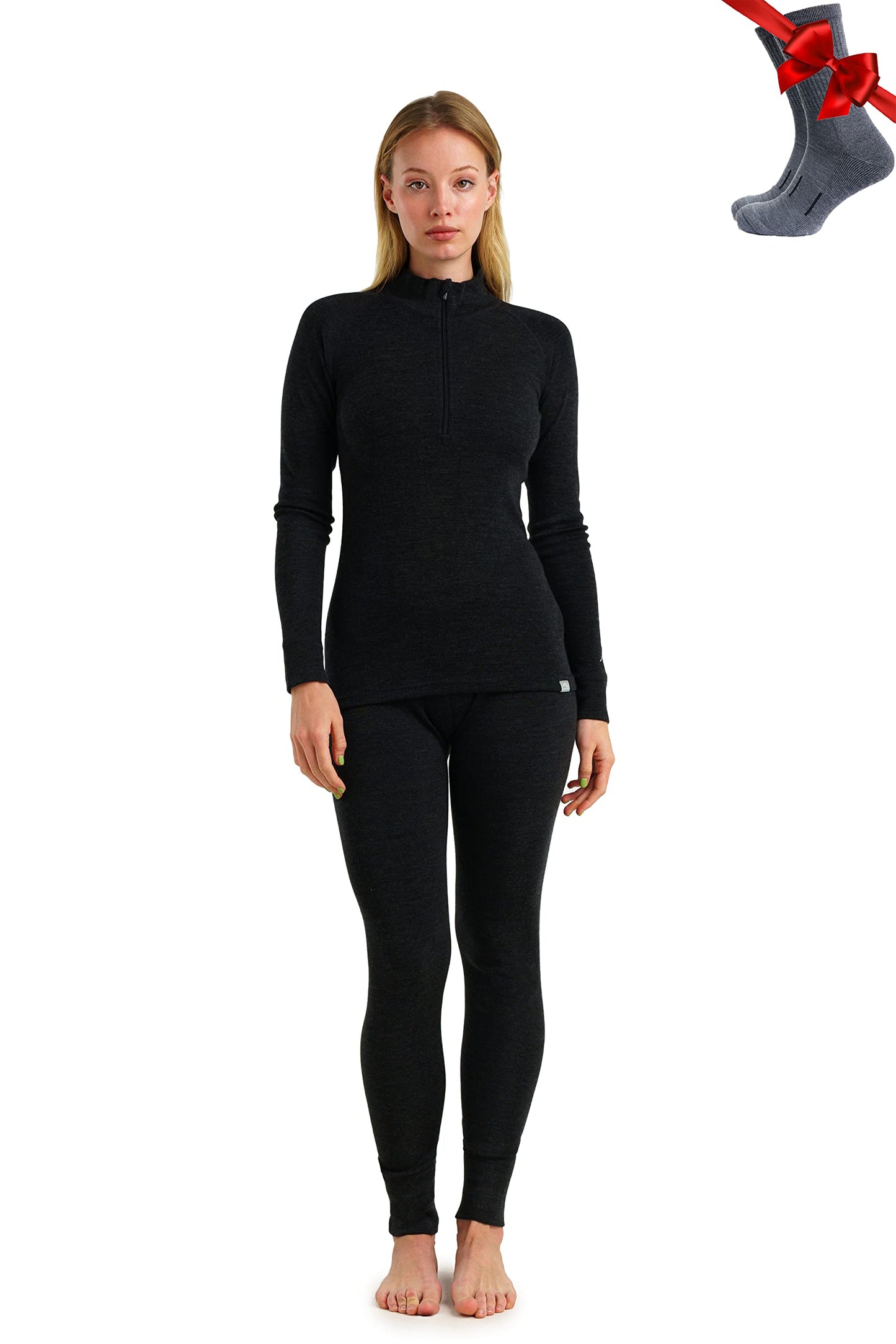 Merino.tech Merino Wool Base Layer Women Set - Heavyweight, Lite, Midweight Merino Thermal Underwear For Women Top, Bottom