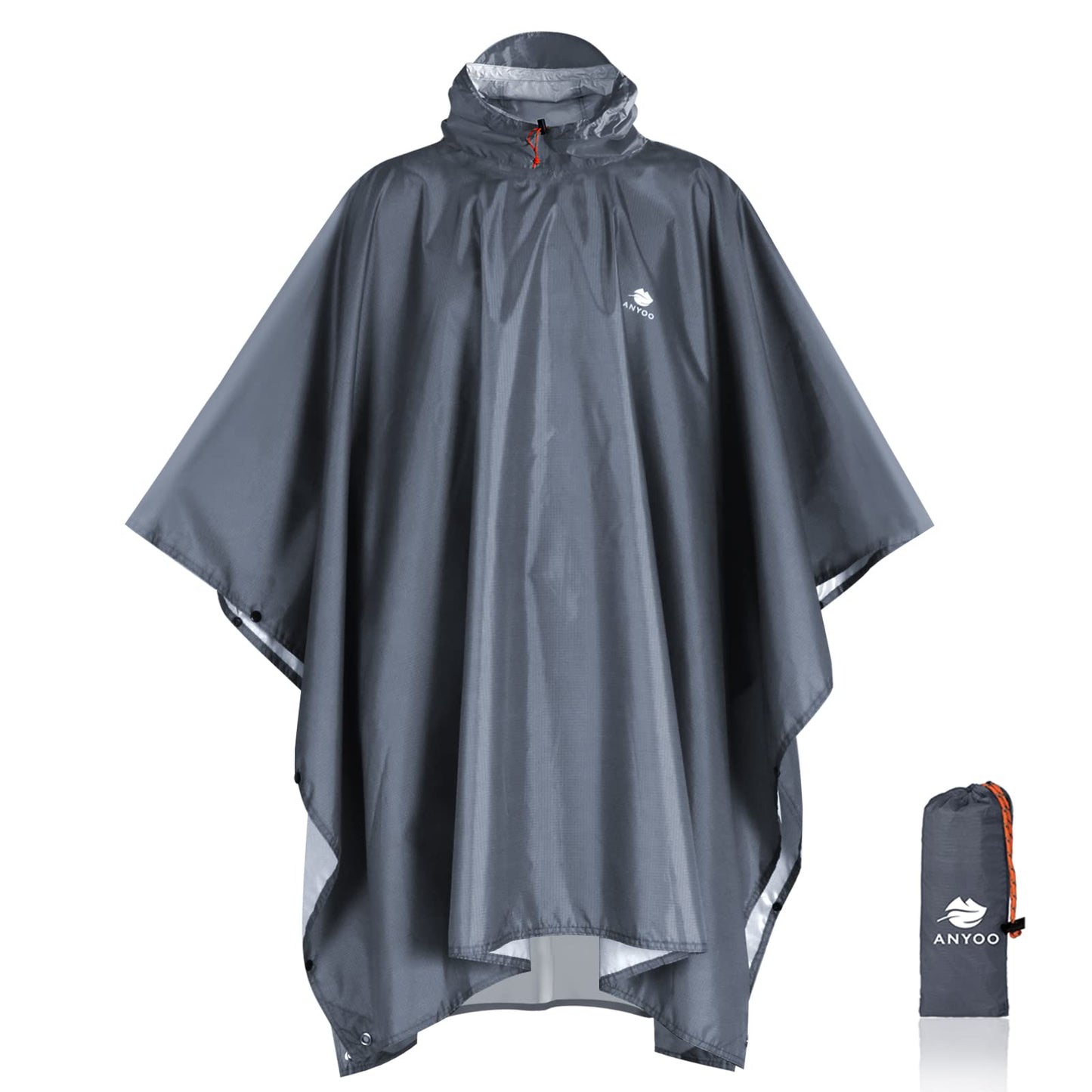 ANYOO Hooded Rain Poncho for Adults Waterproof Lightweight Rain Coat for Men Women Reusable Rain Jacket for Emergency Outdoor
