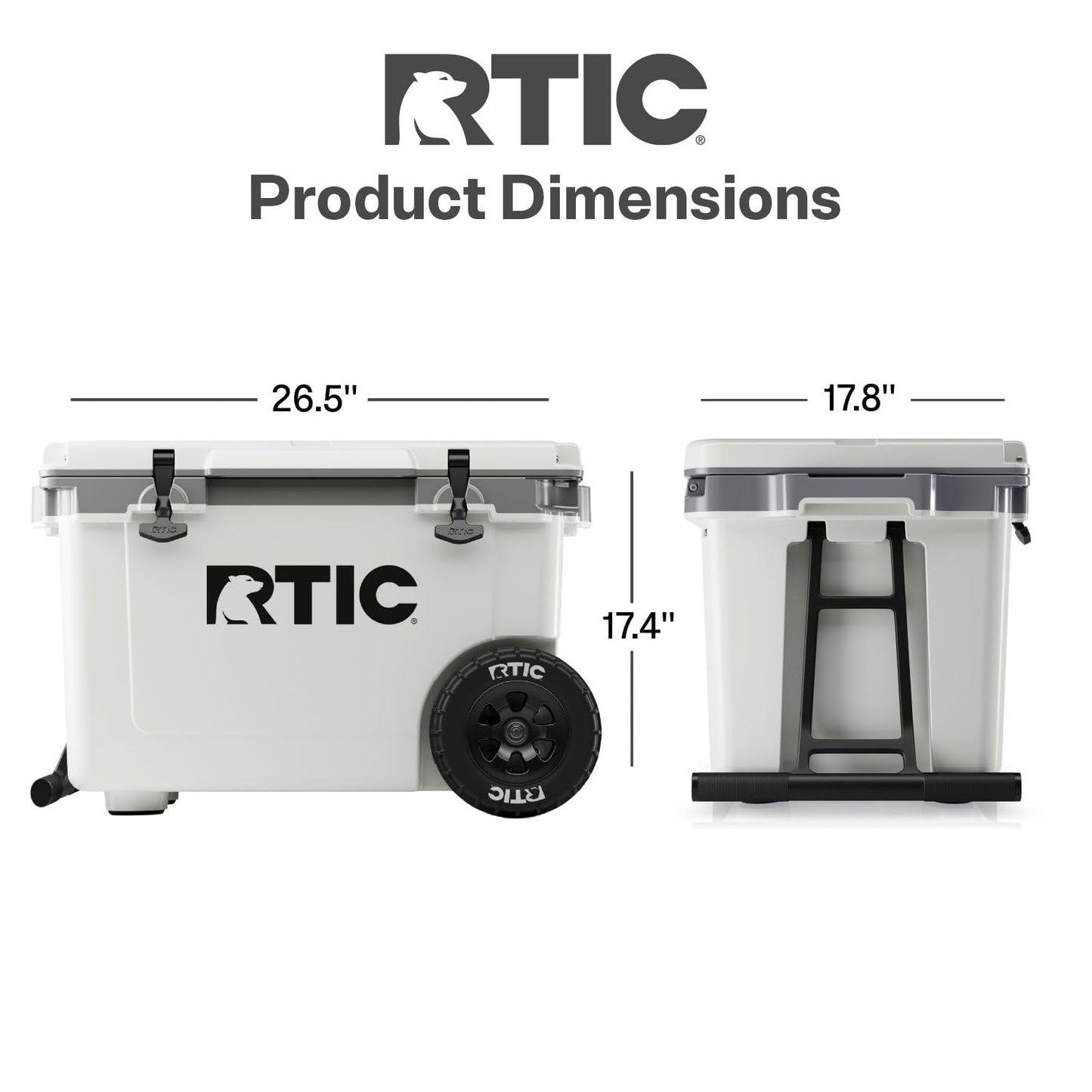 RTIC 52 Quart Ultra-Light Wheeled Hard Cooler Insulated Portable Ice Chest Box for Beach, Drink, Camping, Picnic, Fishing, Boat, Barbecue, 30% Lighter Than Rotomolded Coolers, Patriot