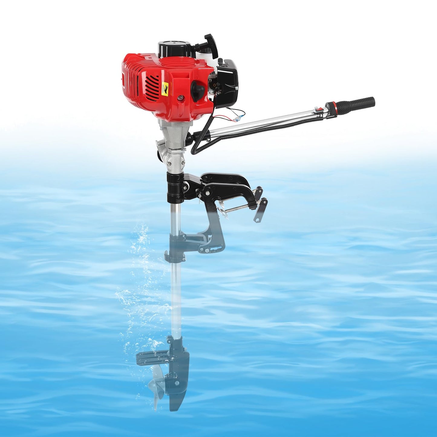 YUNLAIGOTOP Outboard Motor Boat Engine, 6HP 2-Stroke Superior Engine Outboard Motor with Air Cooling & CDI Ignition System, Heavy Duty Fishing Boat Engine for Inflatable Boat, Iron Boat, Plastic Boat