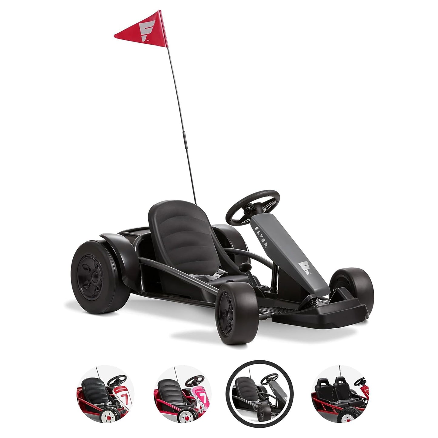 Radio Flyer Ultimate 24 Volt Electric Go-Kart for Kids Ages 3-8, 2-Seater, Red