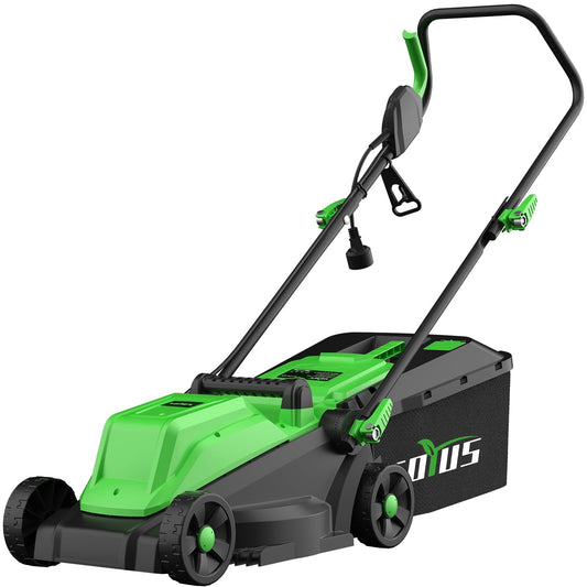 SOYUS Electric Lawn Mower Corded, 13 Inch 10-Amp Lawn Mowers with 8 Gallon Collection Bag, 3-Position Cutting Height Adjustment for Yard and Farm