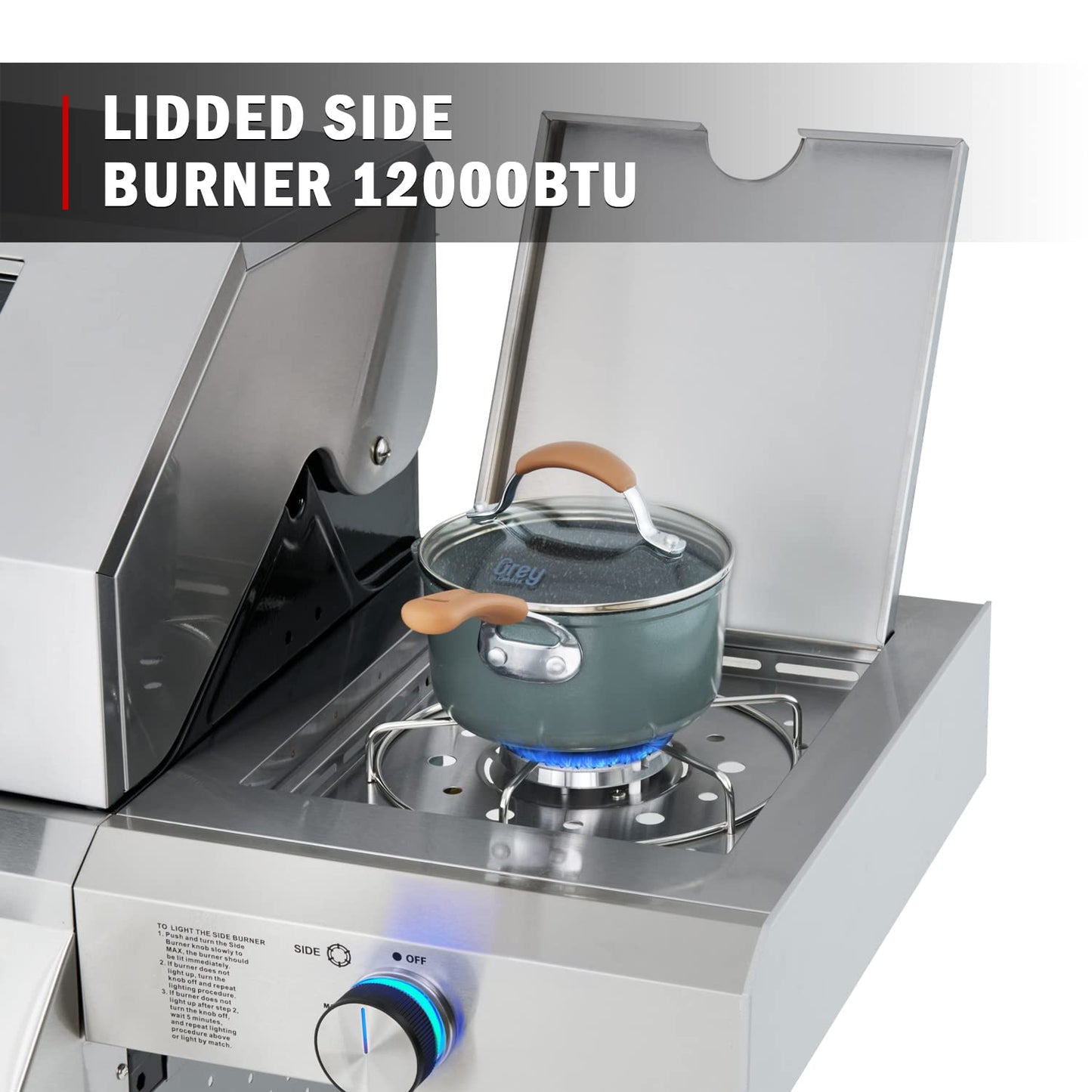 Monument Grills Larger 4-Burner Propane Gas Grills bbq Stainless Steel Heavy-Duty Cabinet Style with Knob Controls Side Burner, Outdoor Use, Mesa 400m