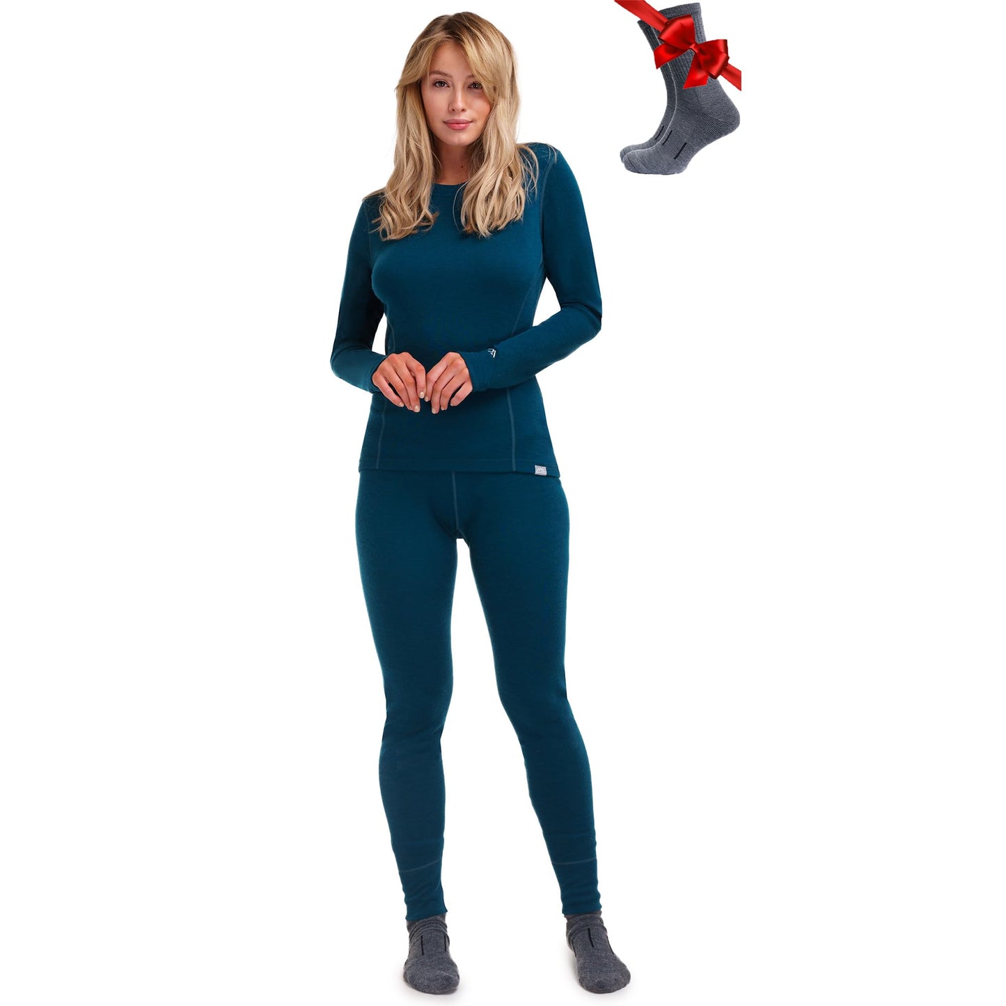 Merino.tech Merino Wool Base Layer Women Set - Heavyweight, Lite, Midweight Merino Thermal Underwear For Women Top, Bottom