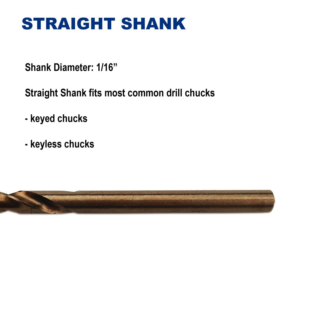 1/4-Inch Cobalt Steel M35 Jobber Length Twist Drill Bits for Hard Metal, Stainless Steel, Pack of 12