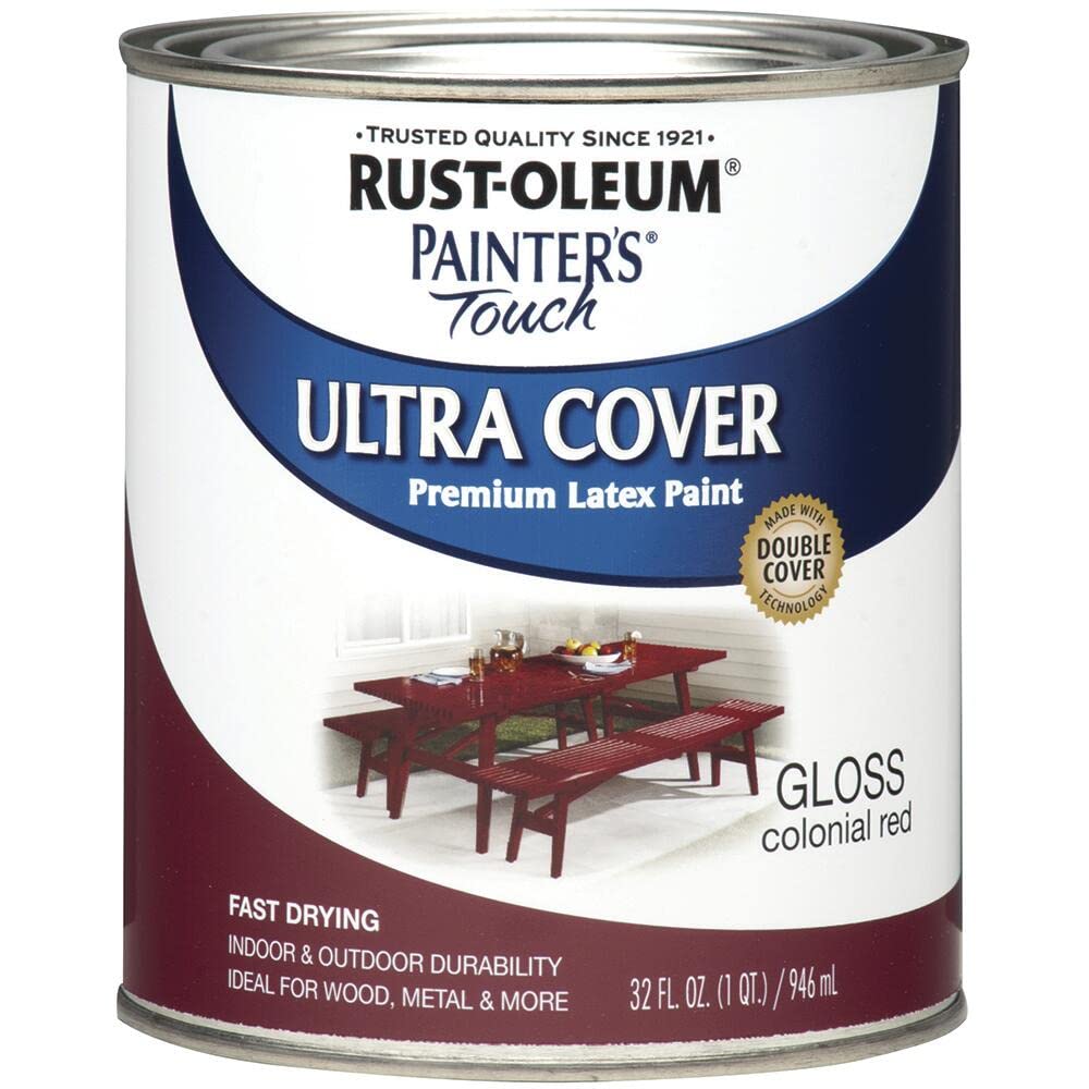 Rust-Oleum 1976502 Painter's Touch Latex Paint, Flat Black 32 Fl Oz, 1 Quarts, (Pack of 1)
