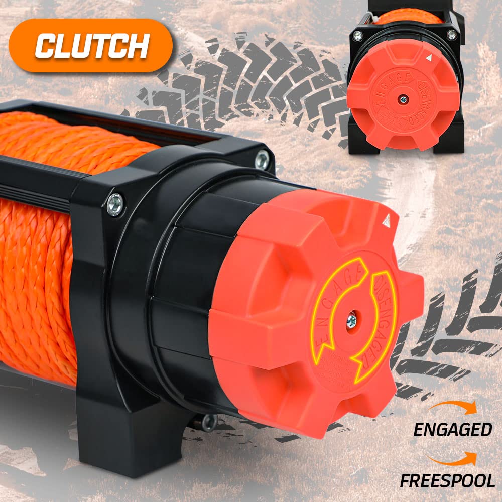 ZESUPER 3000 lb Electric Winch for ATV UTV Trailer Boat Synthetic Rope Winch 12V DC Off Road Towing Winches with Wireless Remote Mounting Bracket