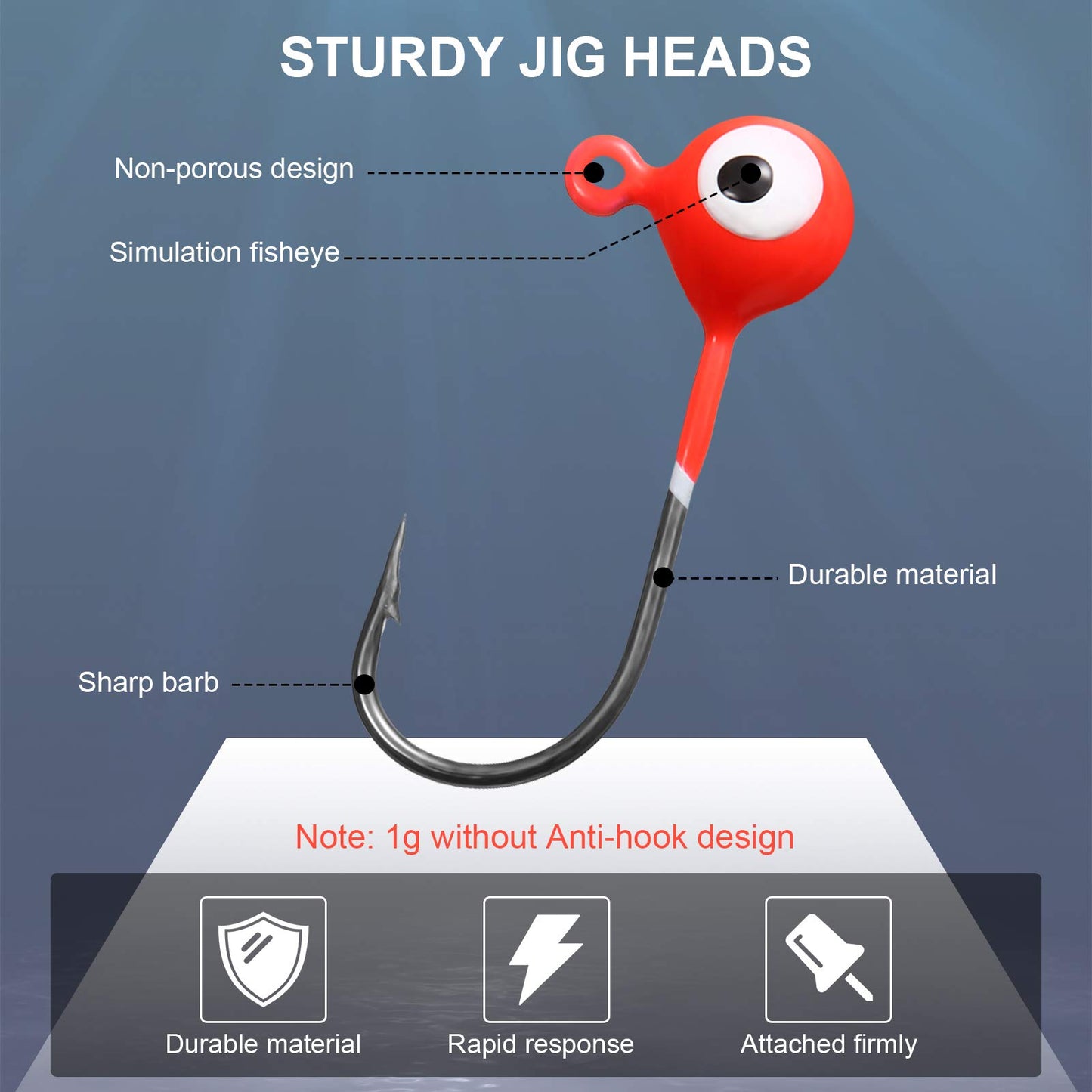 Skylety 60 Pcs Crappie Jig Heads for Fishing Lures Baits Hooks for Freshwater Saltwater Bass Trout