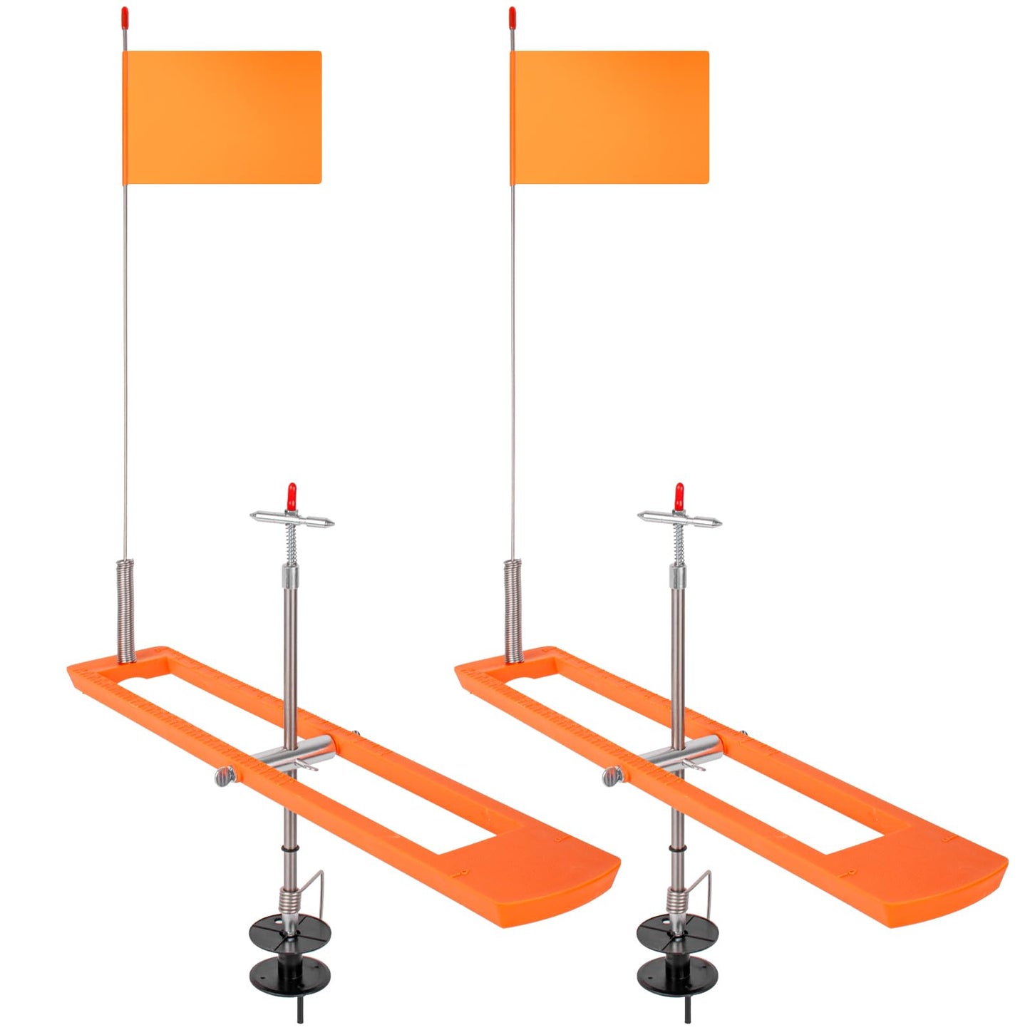 SF Black/Orange Ice Fishing Tip-Up Foldable with Orange Pole Flags Ice Fishing Strike Indicators Accessories