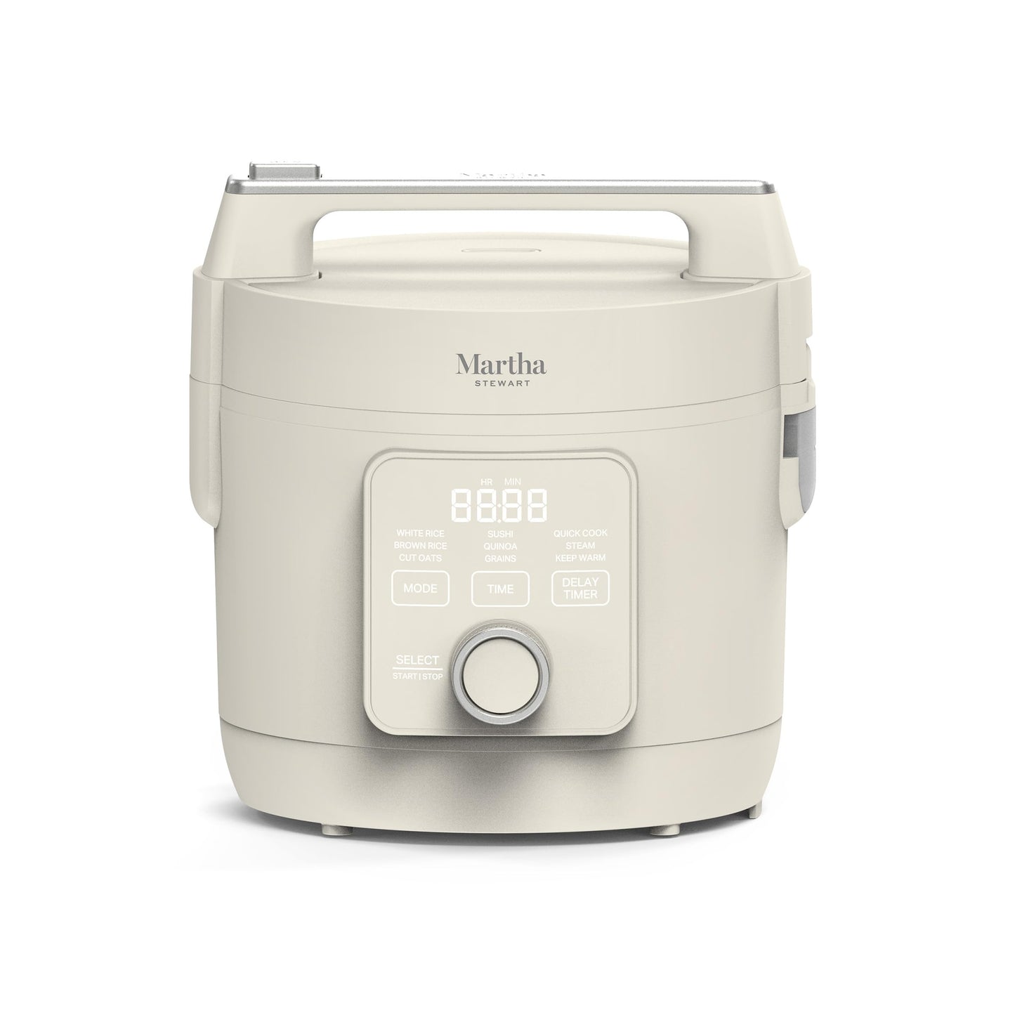 Martha Stewart Rice Cooker, 4 Cup (Uncooked) / 8 Cup (Cooked), Ceramic Non-Stick Removable Pot, Keep Warm, Measure Markings, Steam Basket, Brown & Sushi Rice, Quick Cook, Quinoa, Grains, Oats, Caviar Gray