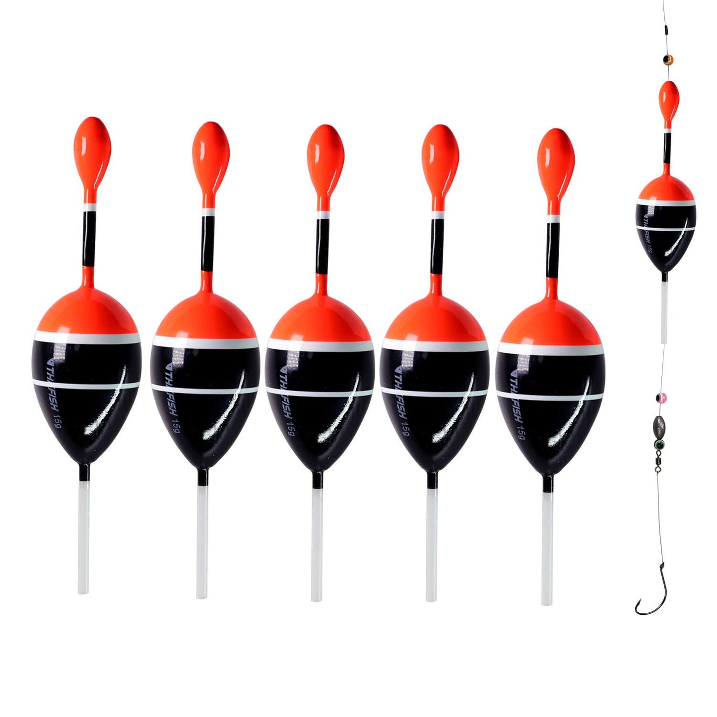 THKFISH Fishing Floats Bobbers Slide Floats Balsa Fishing Bobber Slip Bobbers for Crappie Panfish Trout Bass (1/2oz 2"x5.28") (1/6 1.6"x4.8") 5Pcs