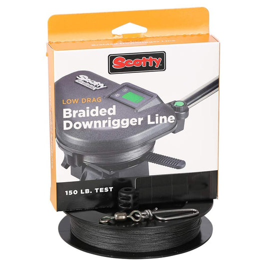 Scotty 2800K Low Drag Braid Downrigger Line, 150Lb Test, 200' Spool, W/Kit, Black