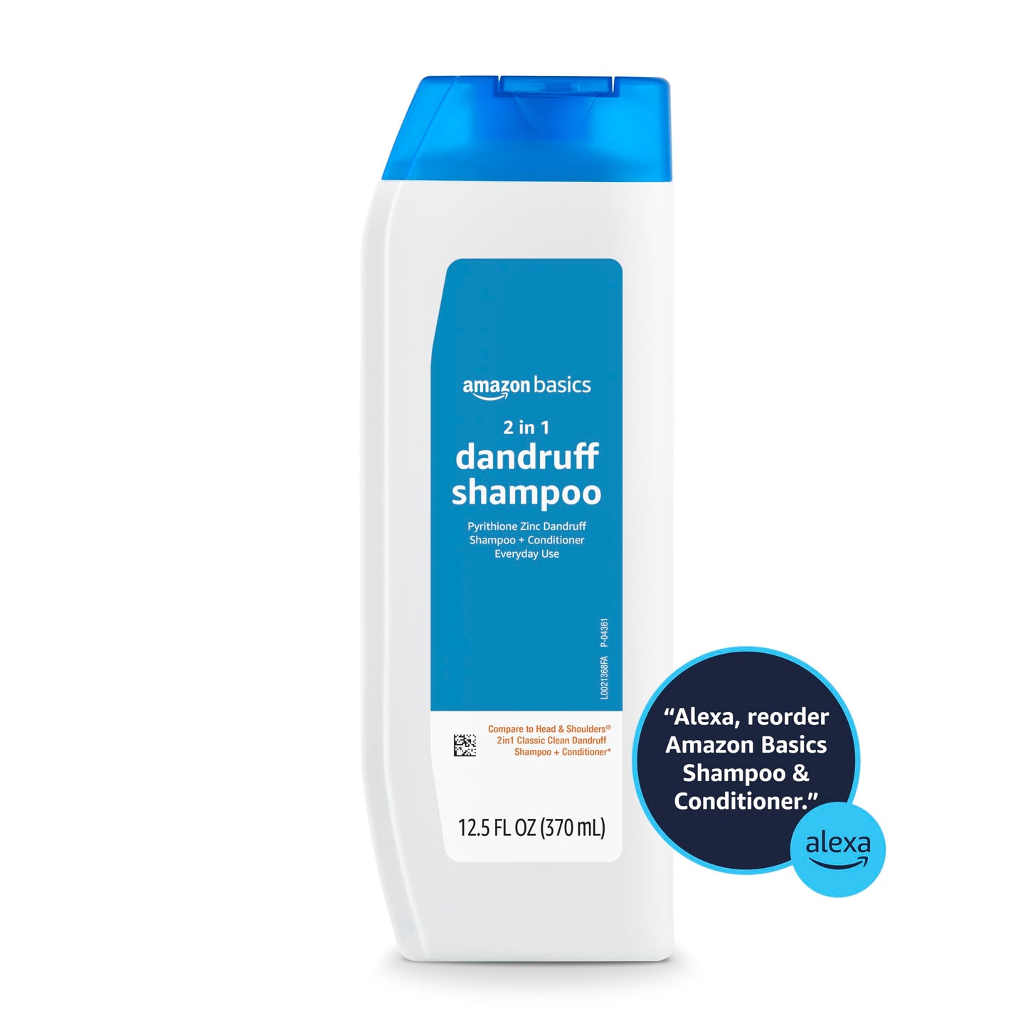 Amazon Basics 2-in-1 Anti-Dandruff Shampoo and Conditioner for Itchy Scalp, Scalp Care, Gentle, pH Balanced, Paraben-Free, Safe for All Hair Types, 12.5 Fl Oz, 6-Pack (Previously Solimo)