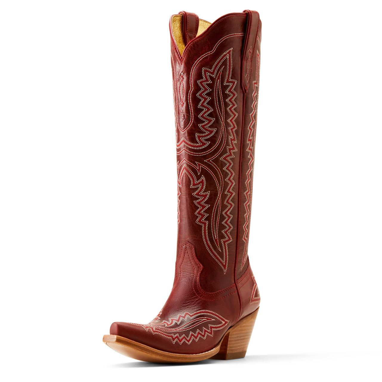 ARIAT Womens Casanova Embroidered Snip Toe Zippered Casual Boots Knee High Mid Heel 2-3" - Brown