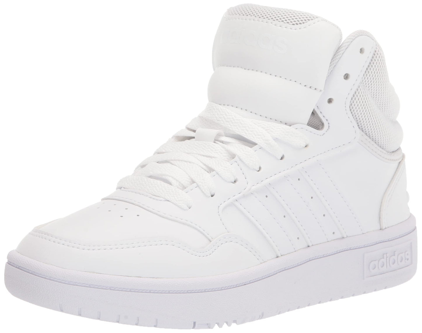 adidas Women's Hoops 3.0 Mid Top Basketball Shoe, White/White/Dash Grey, 8