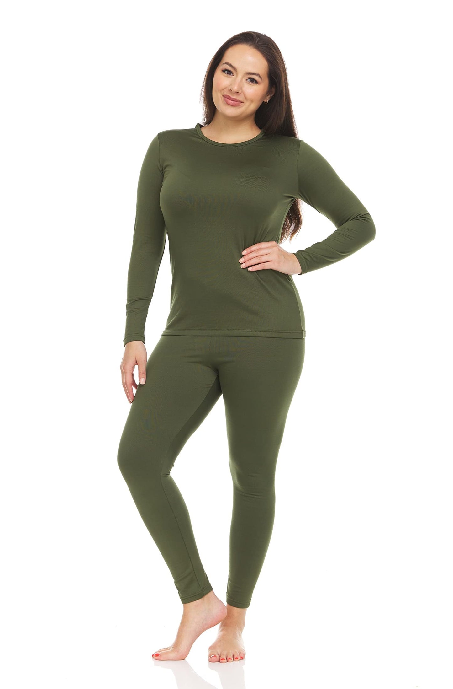 Thermajane Long Johns Thermal Underwear for Women Fleece Lined Base Layer Pajama Set Cold Weather