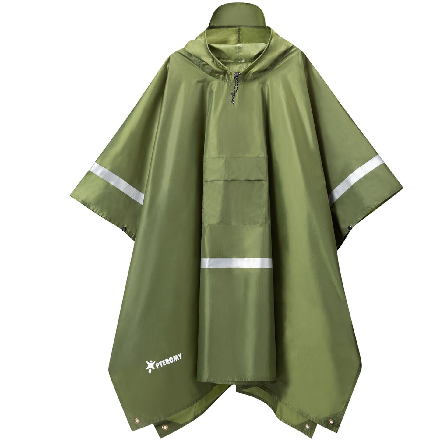 PTEROMY Hooded Rain Poncho for Adult with Pocket, Waterproof Lightweight Unisex Raincoat for Hiking Camping Emergency