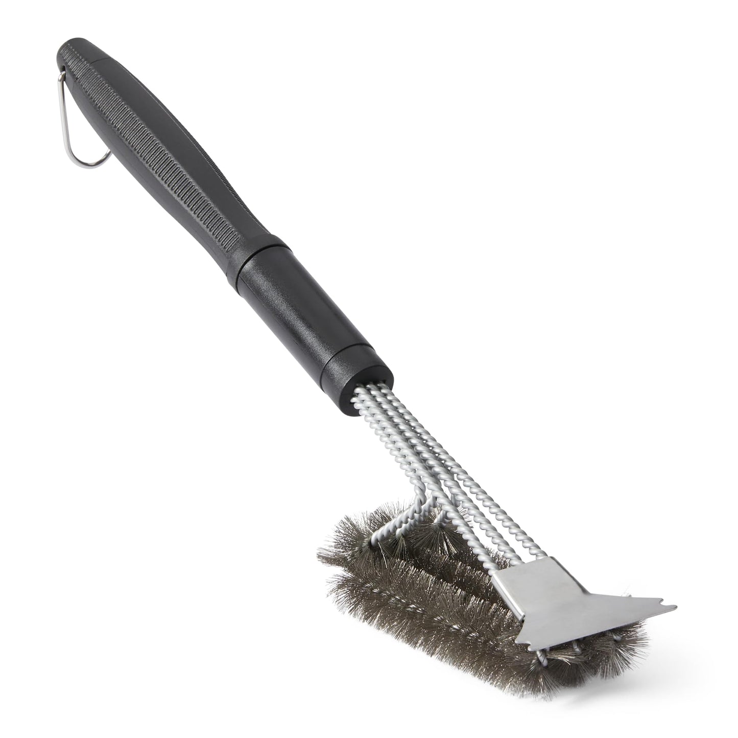 Amazon Basics Grill Brush and Scraper with Deluxe Handle, BBQ Cleaning Tool for Gas, Infrared, Charcoal, Porcelain Grills, Outdoor Grill Accessories