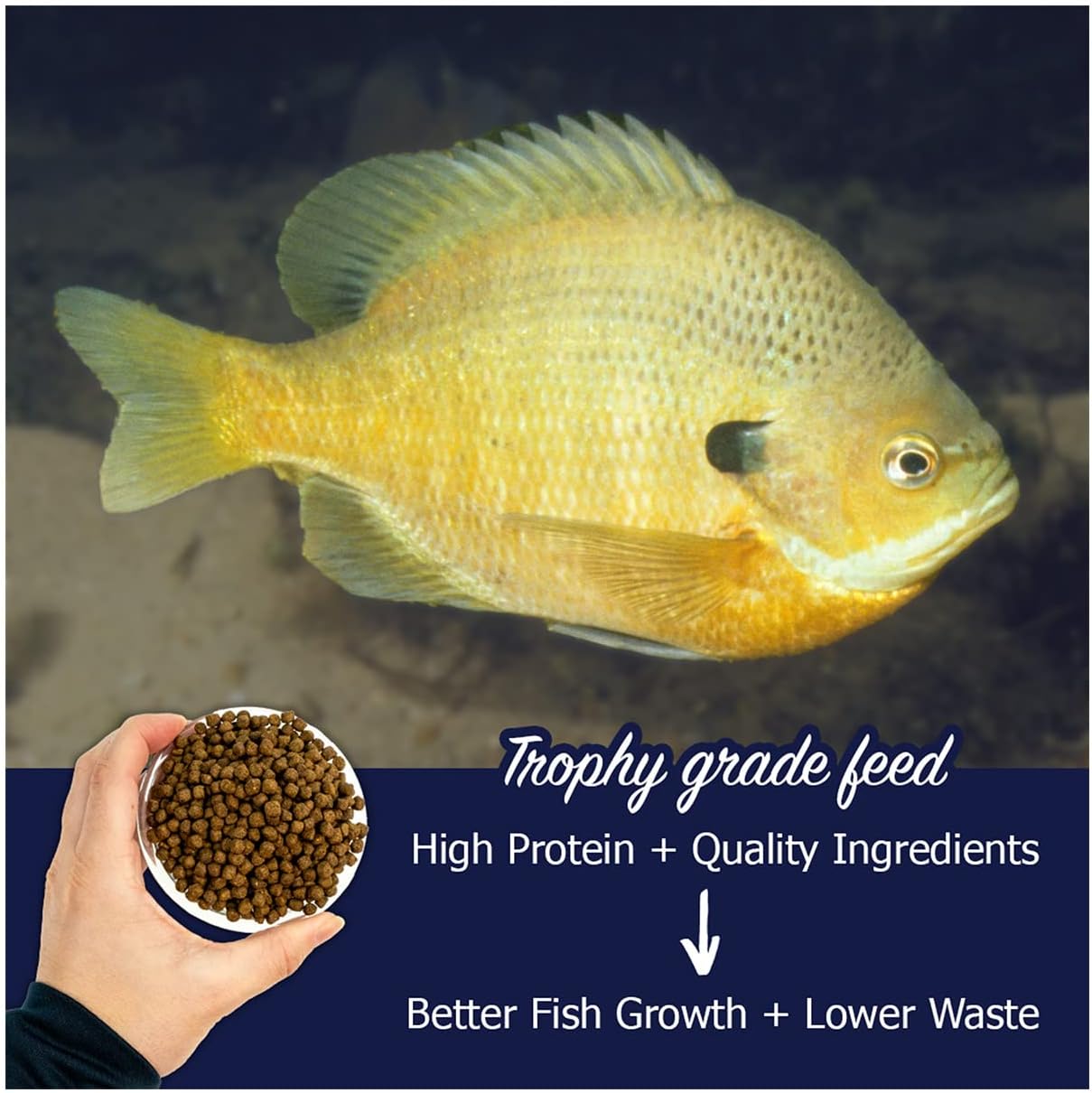 Natural Waterscapes Game Fish Food Variety | Pond and Lake Fish Food Pellets | 7 lb Resealable Bag | Feed to Bass, Bluegill, Trout | Floating Pellets
