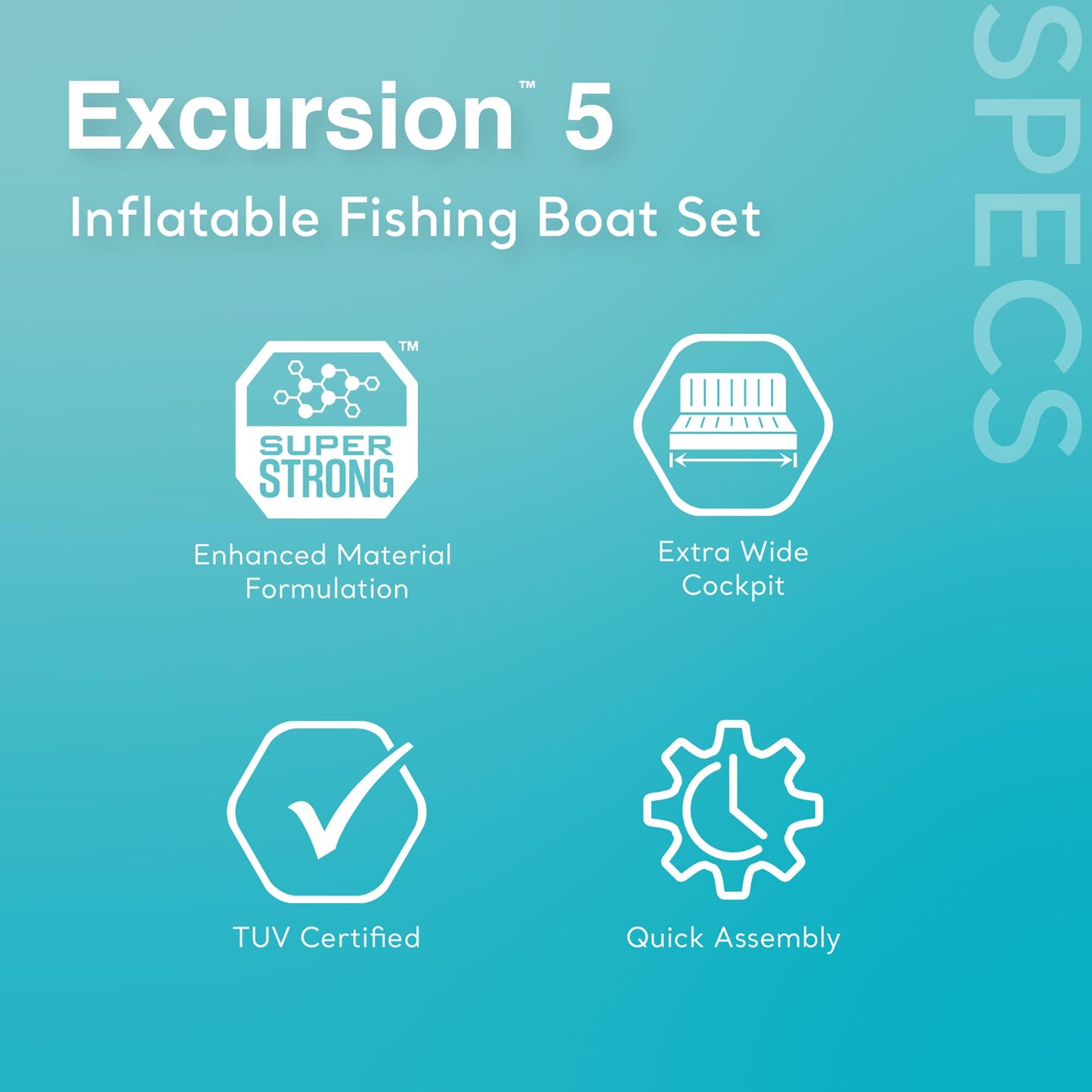Intex Excursion 5 Inflatable 5 Person Boat and Accessories Set for Outdoor Fishing and Boating Bundled with 8 Speed Transom Mount Trolling Motor