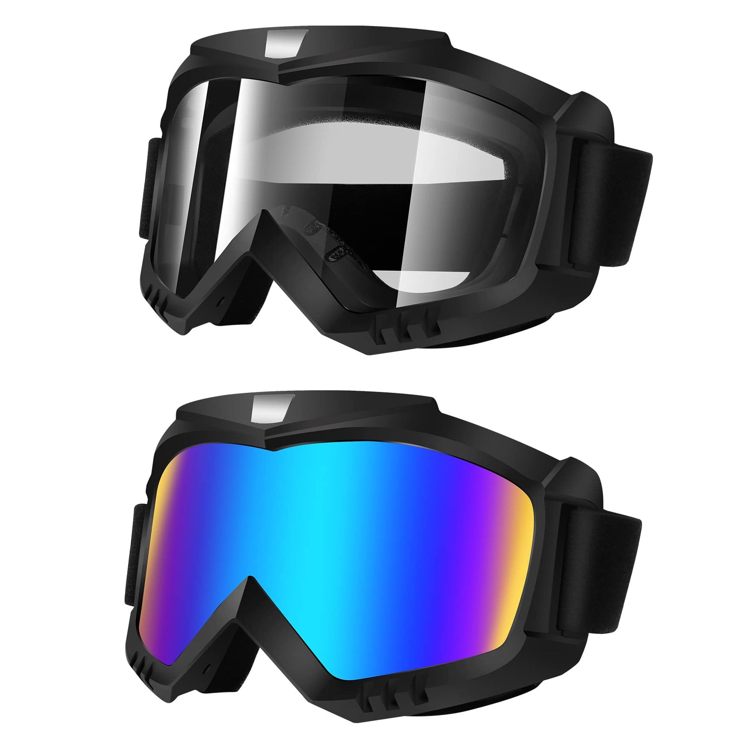 Lievermo Dirt Bike Goggles 2 Pack - Motorcycle, ATV, Riding, Ski, Windproof Racing Glasses