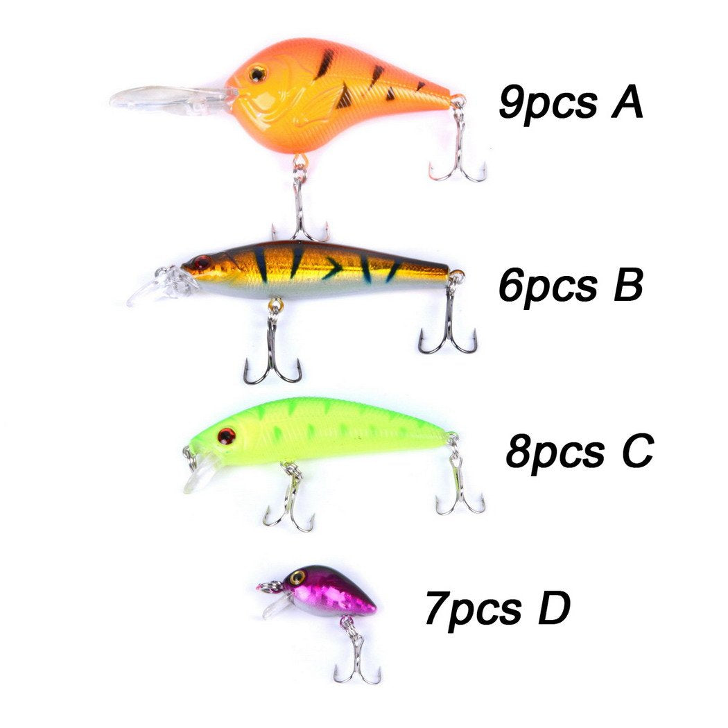 Fishing Lures Kit Mixed Including Minnow Popper Crank Baits with Hooks for Saltwater Freshwater Trout Bass Salmon Fishing