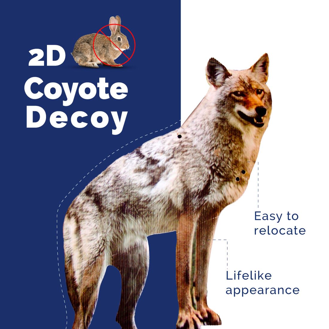 Bird-X 2D Hunting Coyote Predator Decoy - Targets Canada Geese, Deer and Rabbits Deterrent, Yard Ornament
