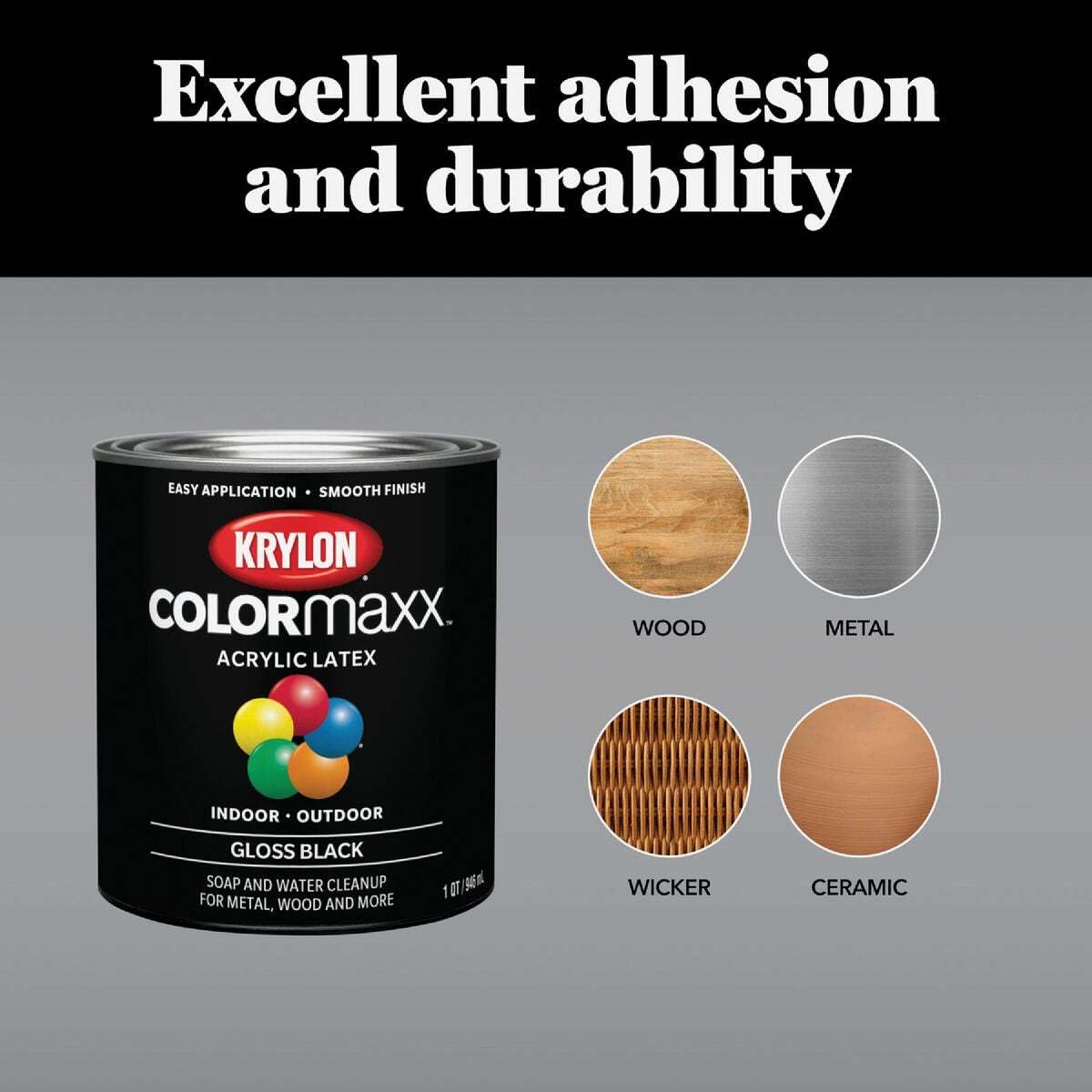 Krylon K05615007 COLORmaxx Acrylic Latex Brush On Paint for Indoor/Outdoor Use, ½ Pint, Satin White