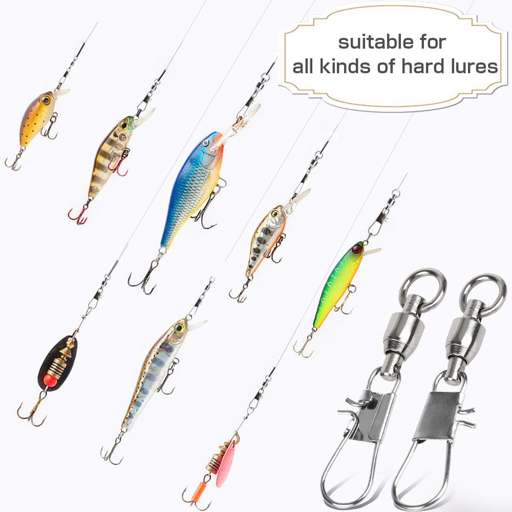 AMYSPORTS Fishing Swivels with Interlock Snap Ball Bearing Swivels Fishing Snap Swivels Saltwater Freshwater Fishing Tackle Leader Lure Jigs Line Fishing Connector
