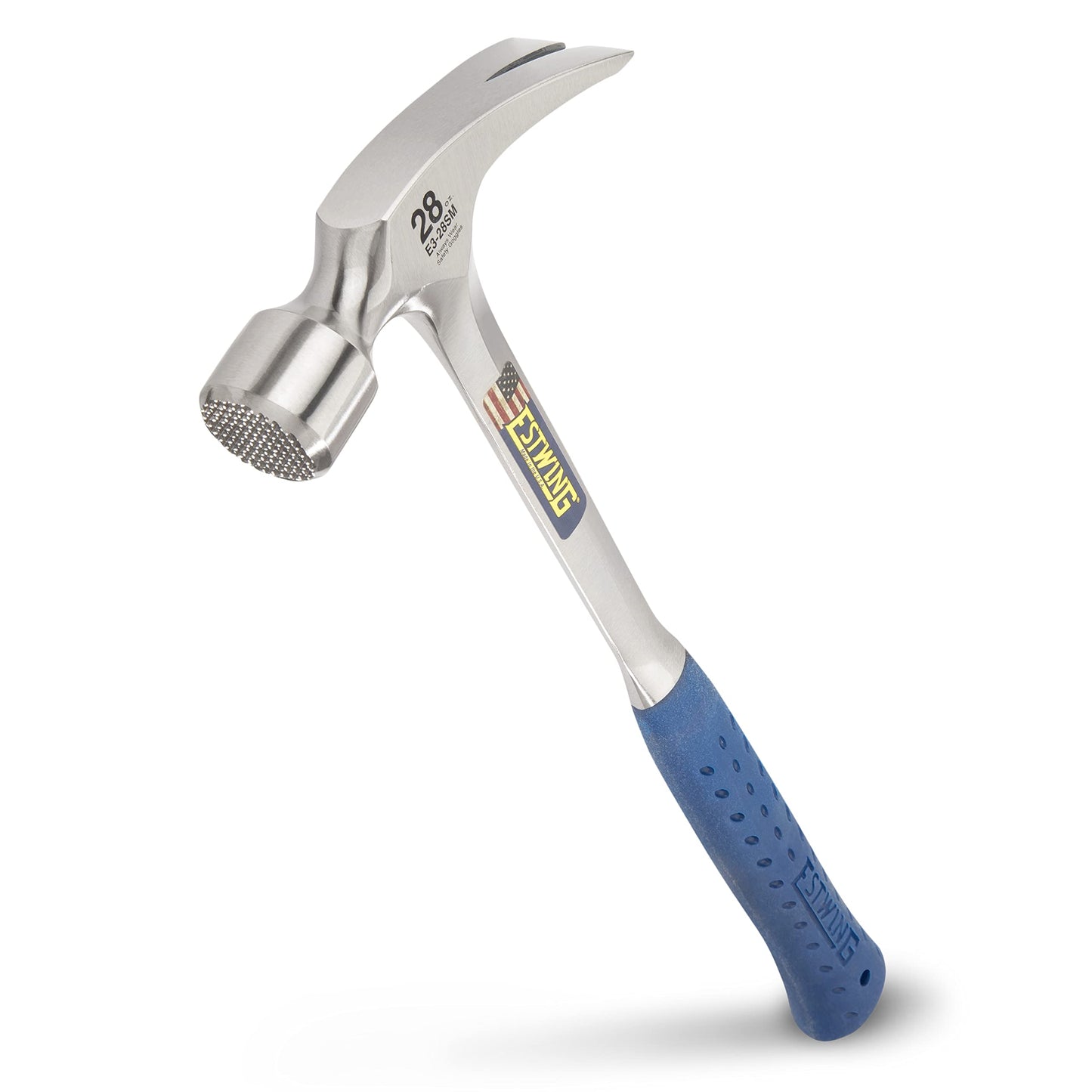 ESTWING Framing Hammer - 22 oz Long Handle Straight Rip Claw with Milled Face & Shock Reduction Grip - E3-22SM