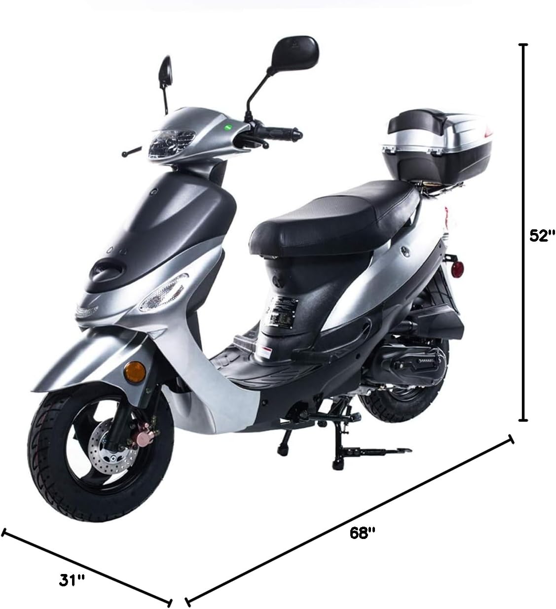 X-PRO 50cc Moped Scooter Gas Moped 50cc Scooter Street Bike (Burgundy)