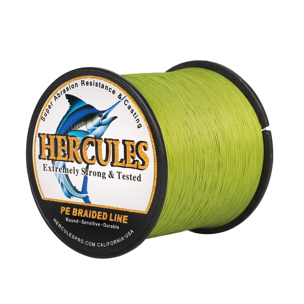 HERCULES Cost-Effective Super Cast 8 Strands Braided Fishing Line 10LB to 300LB Test for Salt-Water,109/328/547/1094 Yards(100M/300M/500M/1000M),Diam.#0.12MM-1.2MM,Hi-Grade Performance,Variety Colors
