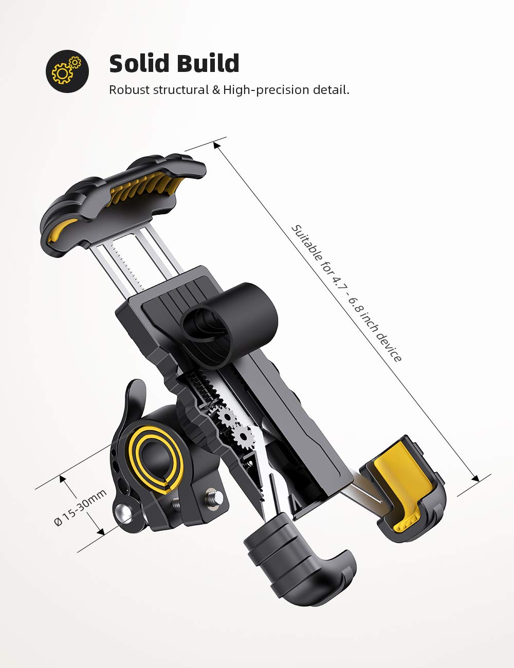 Lamicall Bike Phone Holder, Motorcycle Mount - Motorcycle Phone Holder, Handlebar Cell Phone Clamp, Scooter Phone Clip for iPhone 16 Pro Max/Plus, 15 Pro Max, S10, S20, More 4.7" to 6.8" Smartphones