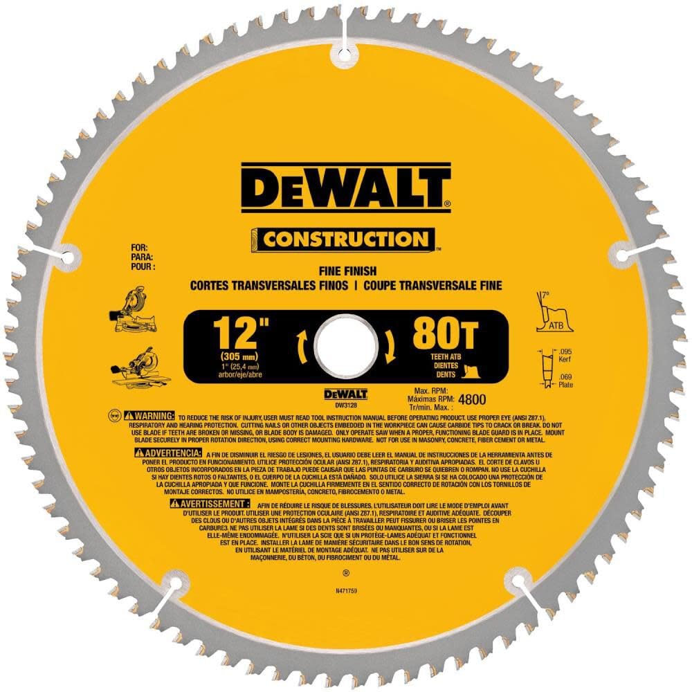 DEWALT Miter Saw Blade Combo Pack, 12” Blades, 40 Tooth & 60 Tooth, Fine Finish, Ultra Sharp Carbide (DWA112CMB)