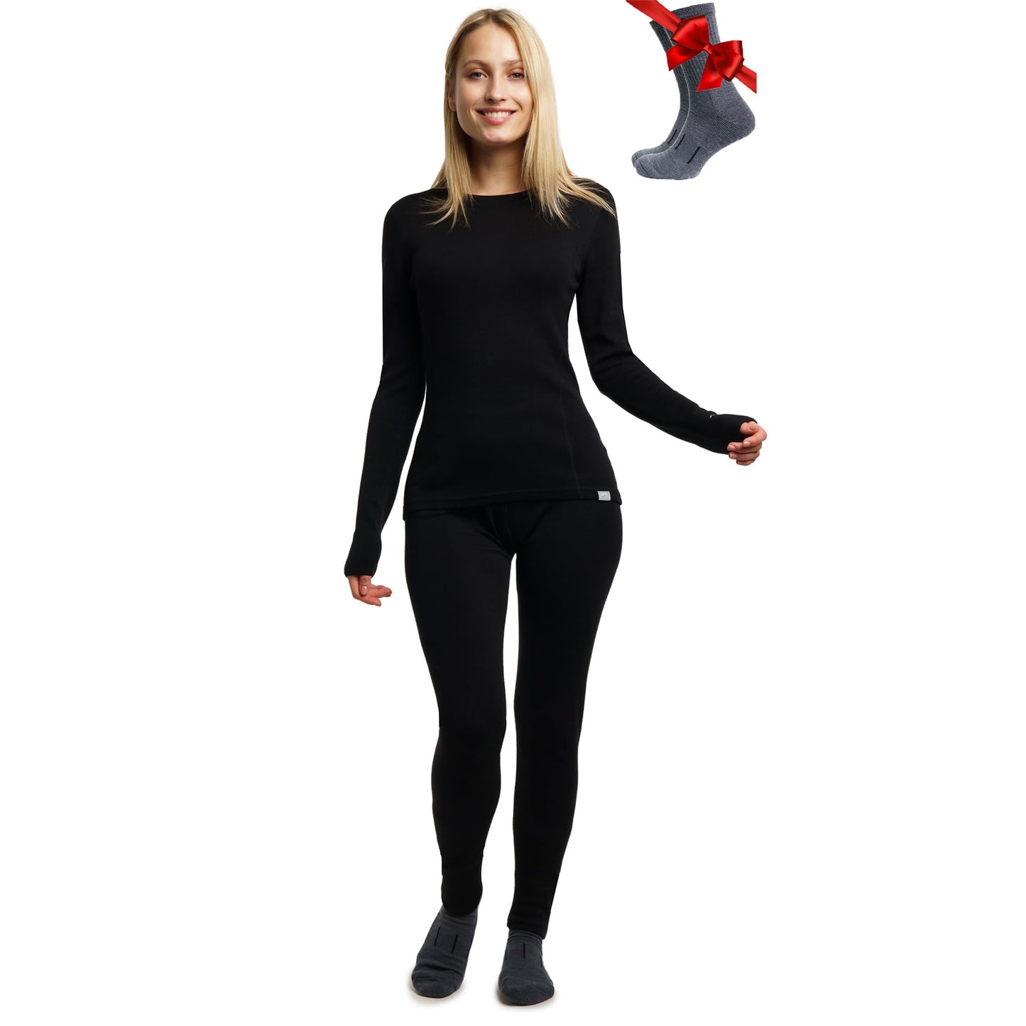 Merino.tech Merino Wool Base Layer Women Set - Heavyweight, Lite, Midweight Merino Thermal Underwear For Women Top, Bottom