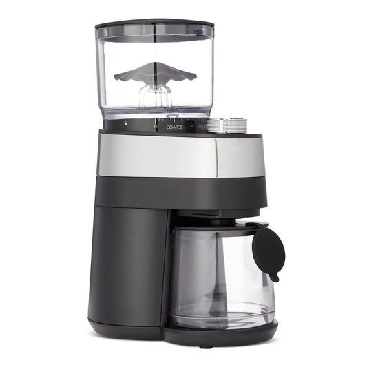 Amazon Basics Burr Coffee Grinder, 30 Grind Settings for French Press, Drip Coffee and Espresso, Anti-Static System, 6.5-Ounce Hopper, Black