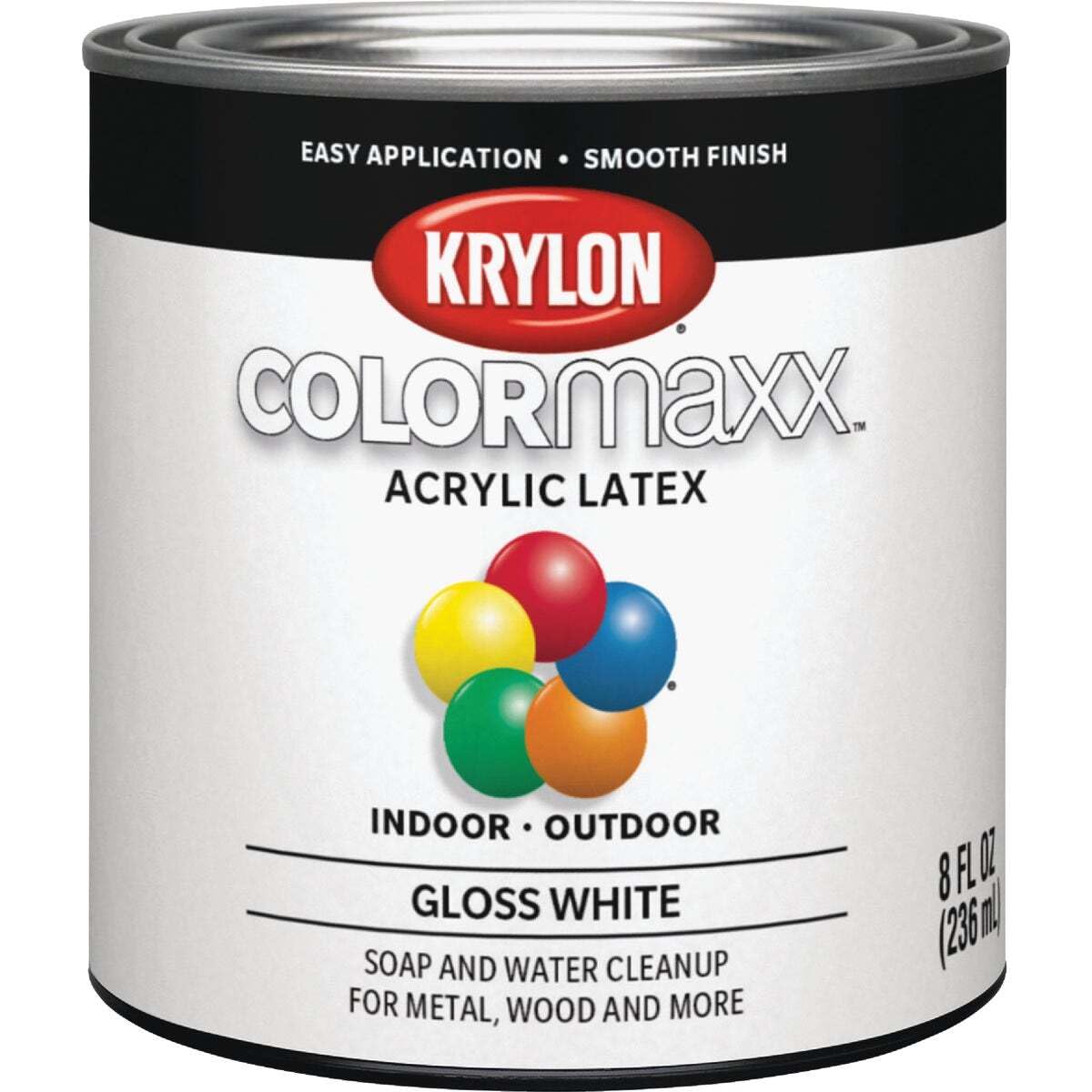 Krylon K05615007 COLORmaxx Acrylic Latex Brush On Paint for Indoor/Outdoor Use, ½ Pint, Satin White