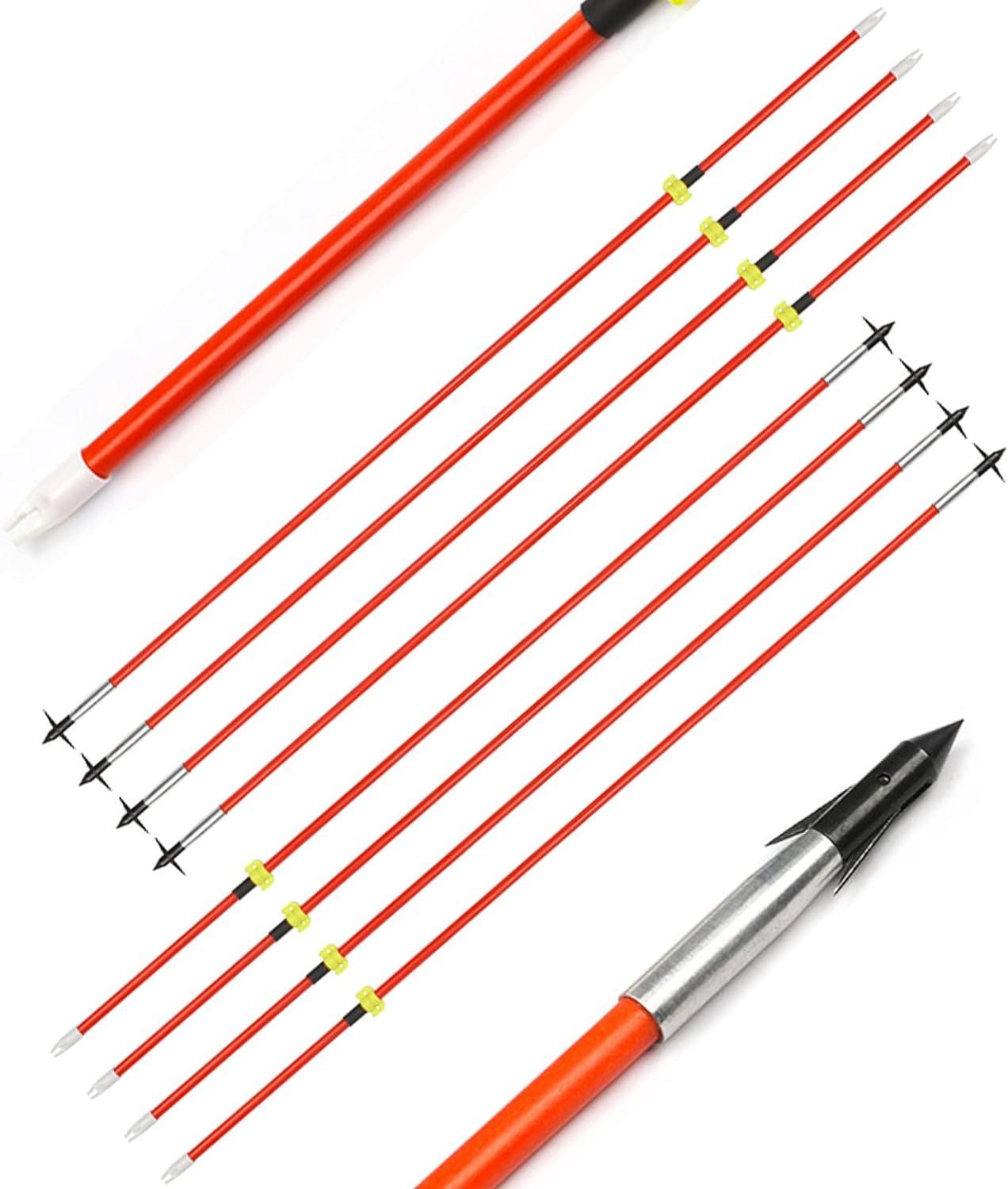 Bow Fishing Reel Kit with Arrows, Bowfishing Tool Accessories, Safety Slides for Compound & Recurve Bows (Orange)