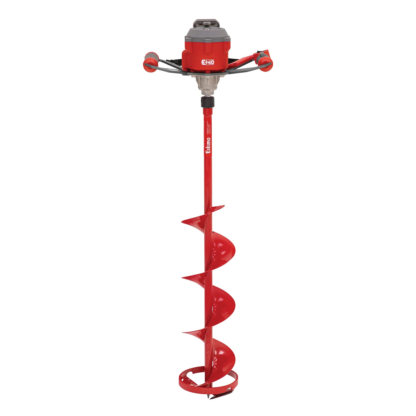 Eskimo E40 Electric Ice Fishing Auger, Full Power 40v Lithium-ion Battery, Lightweight Powerhead, Turbo Cutting System, Multi-Edge Blades, Red