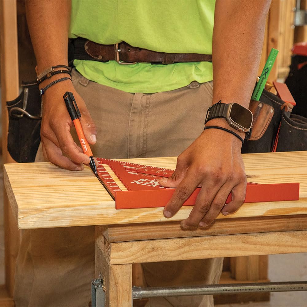 Klein Tools 935FSQ Framing Square, 24-Inch x 16-Inch, L Shape Carpenter Woodworking Tool with Laser Etched Rafter Tables and Octagon Scales