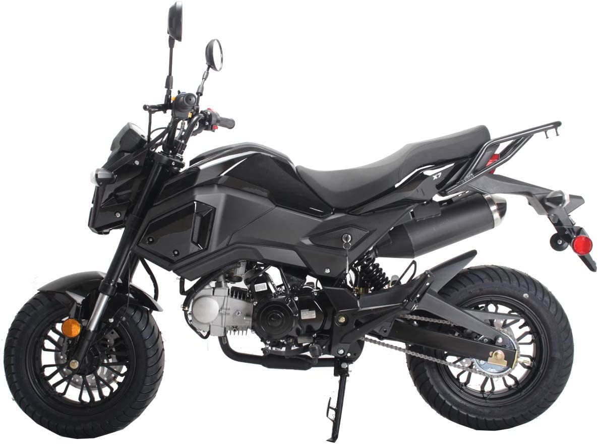 HHH 125cc Motorcycle Bike Vader 125 Street Scooter 125cc Motorcycle Gas Bike, Scooter with Big Headlights (Black) (Factory Packaged) - Large