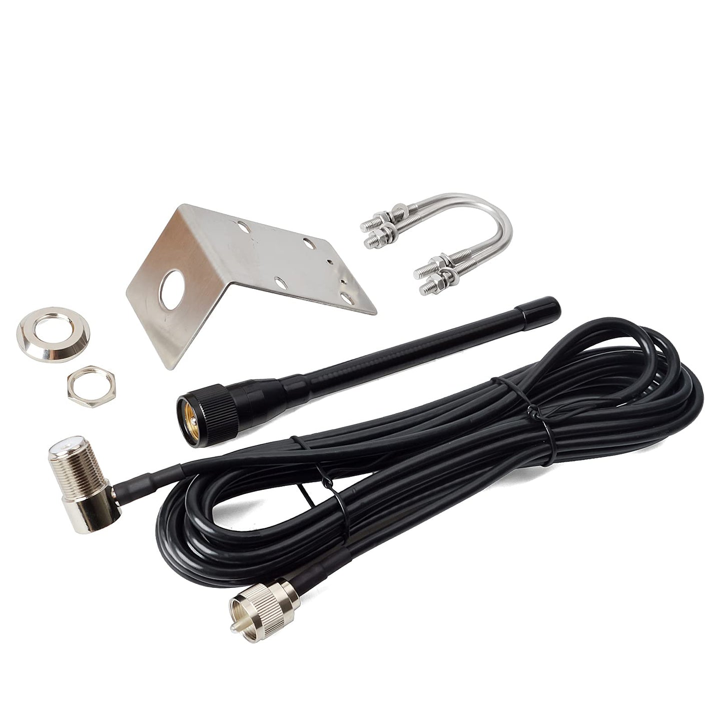 HYS VHF Marine Antenna Low-Profile 156-163MHz with 16.4ft(5m) RG58 Low Loss Premium Coaxial Cable with PL259