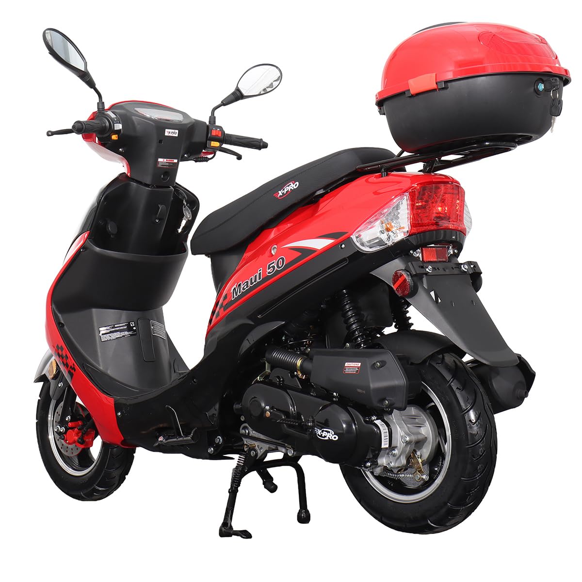X-PRO Maui 50 Gas Moped with 10" Aluminum Wheels, Rear Trunk, Electric/Kick Start! (Red)