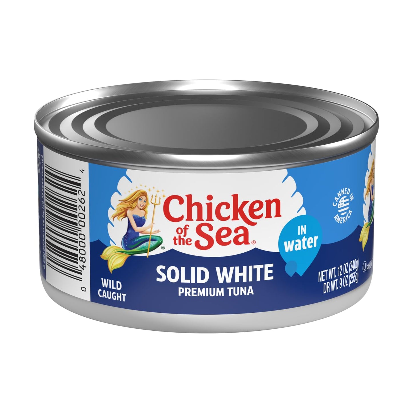 Chicken of the Sea Chunk White Albacore Tuna in Water, Wild Caught Canned Tuna, 12 oz. Can (Pack of 12)