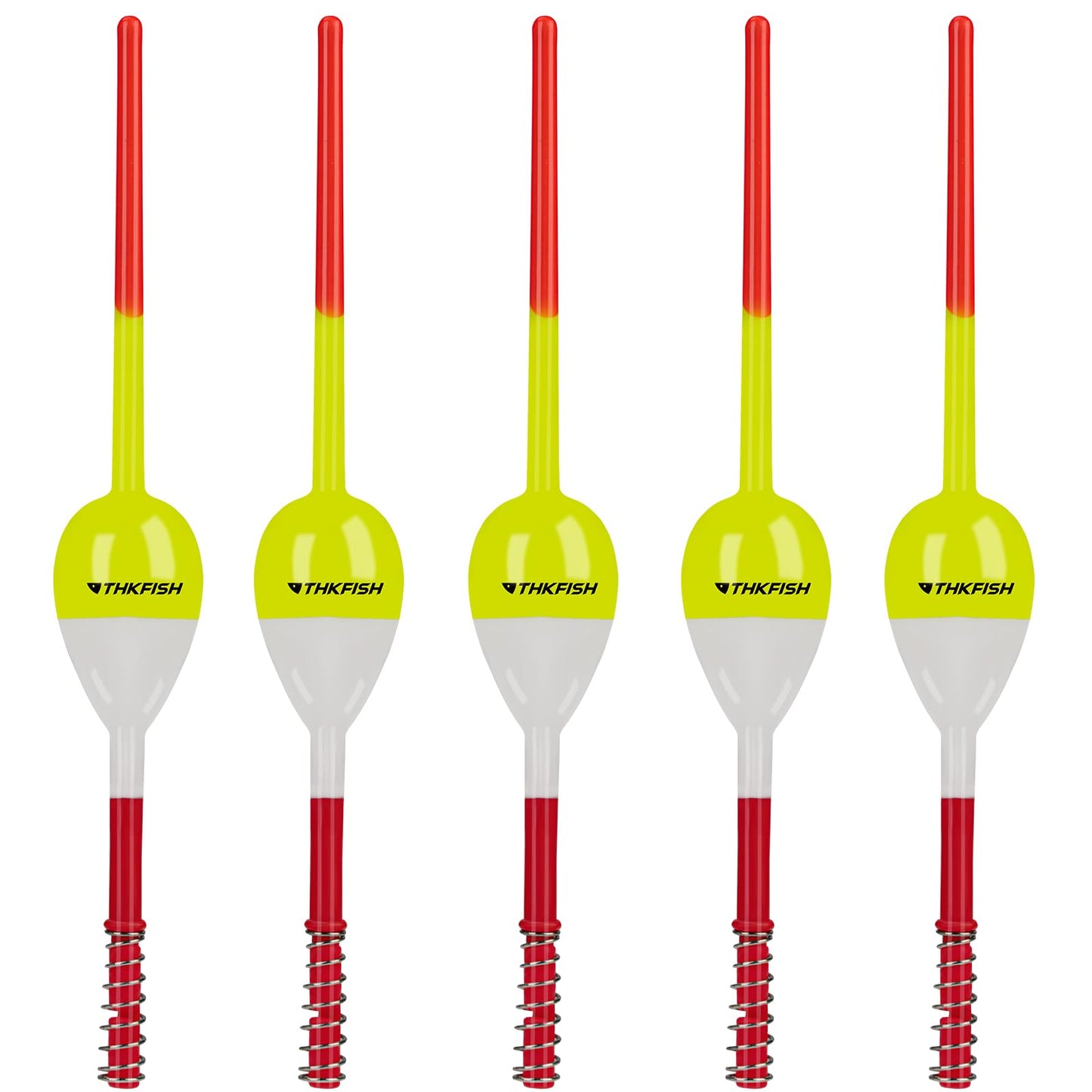 THKFISH Fishing Floats and Bobbers Balsa Wood Floats Spring Bobbers with Oval Slip Bobbers for Crappie Panfish Walleyes Fixed Bobber (1"X0.7"X6") (1.25"X0.75"X6") (2"X1.14"X5.86") 5pcs